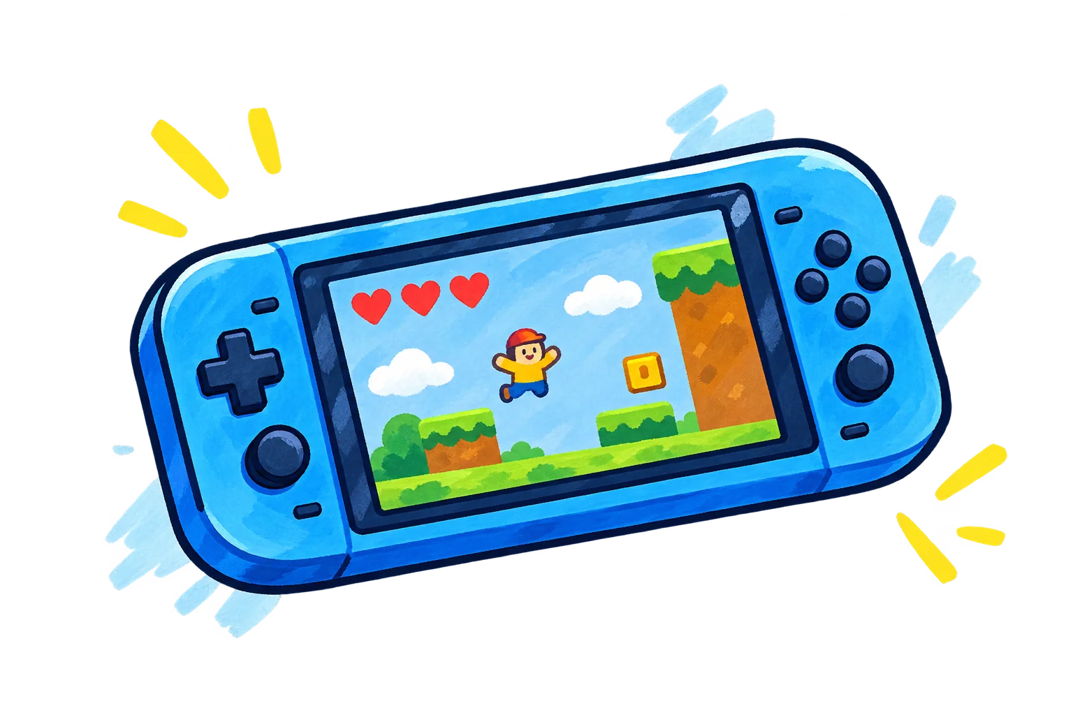 青いゲーム機のイラスト